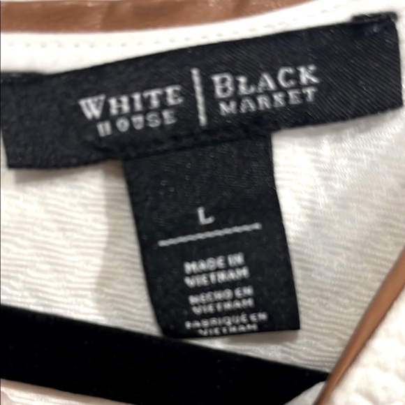 White House Black Market Cream textured blouse Top short sleeve size large - Picture 5 of 7